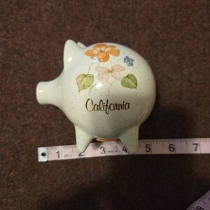 Small Vintage California Piggy Bank Pottery With Floral